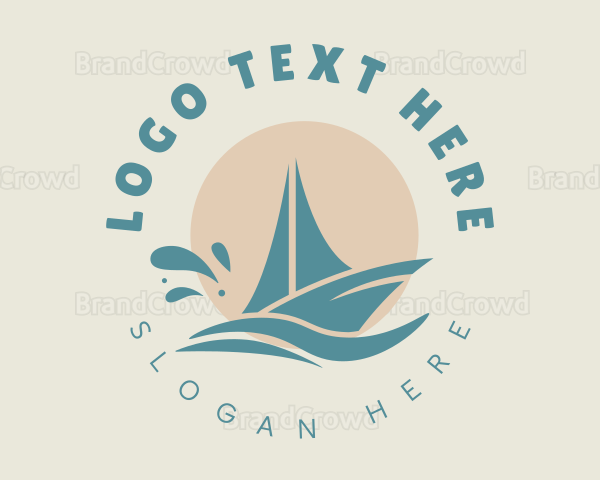 Beach Boat Sailing Logo