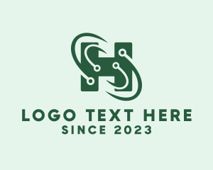 Circuitry - Digital Tech Circuit Letter H logo design