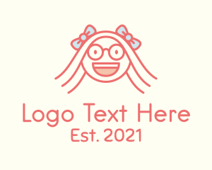 Kindergarten - Smart Happy Girl logo design