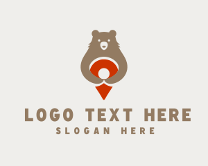 Animal - Wild Bear Location Pin logo design