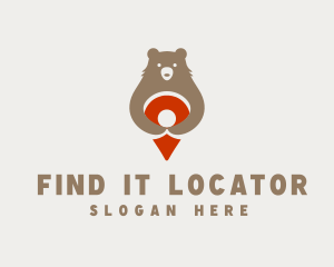 Wild Bear Location Pin logo design