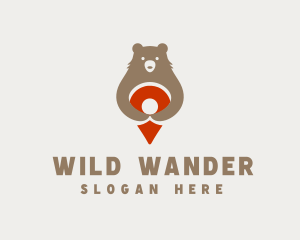 Wild Bear Location Pin logo design