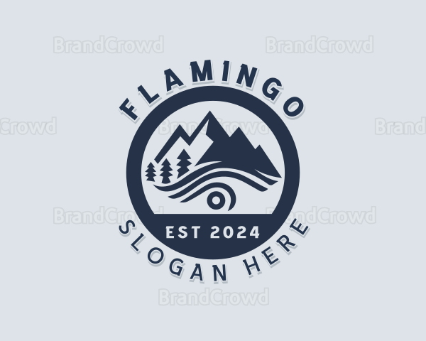 Hiker Trekking Mountain Logo