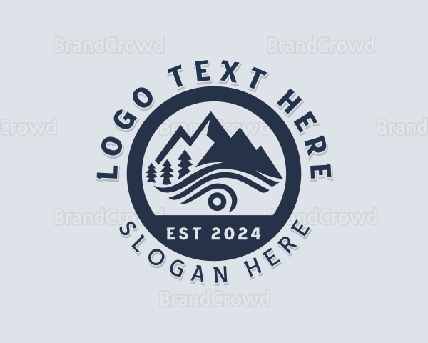 Hiker Trekking Mountain Logo