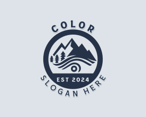 Emblem - Hiker Trekking Mountain logo design