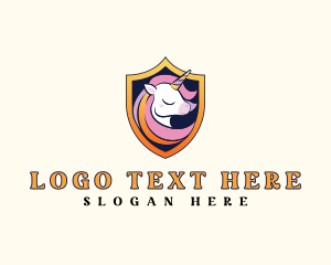 Horse - Magical Unicorn Shield logo design