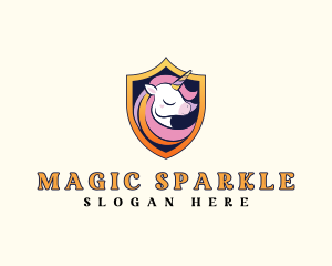 Magical Unicorn Shield logo design