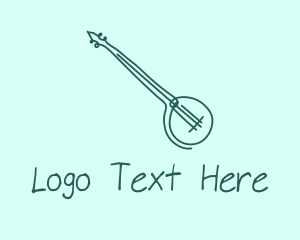 Classic Music - Green Banjo Guitar logo design