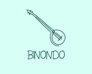 Monoline - Green Banjo Guitar logo design