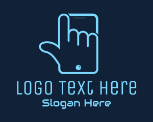 Cellular Phone - Hand Touch Smartphone logo design