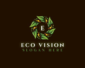 Eco Leaf Lightning logo design