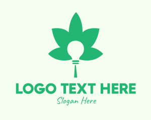 Electricity - Green Cannabis Bulb logo design