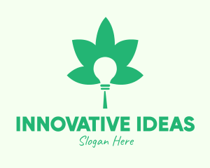 Green Cannabis Bulb logo design