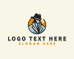 Homburg Hat - Mysterious Inspector Detective logo design