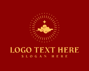 Festive - Golden Chinese Cloud logo design