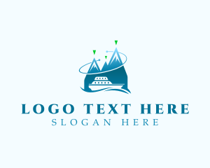 Cruise - Mountain Cruise Ship Travel logo design