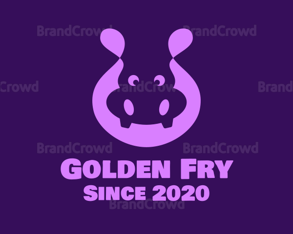 Adorable Purple Hippopotamus Logo