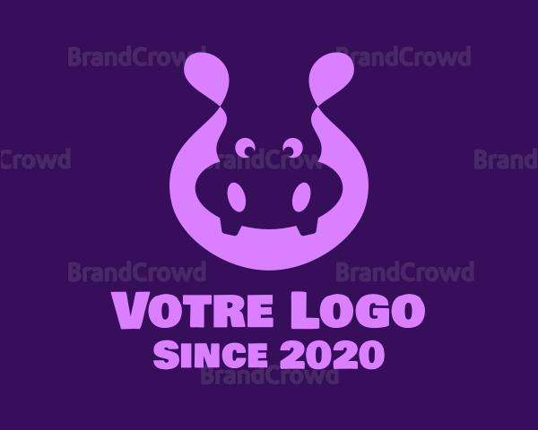 Adorable Purple Hippopotamus Logo