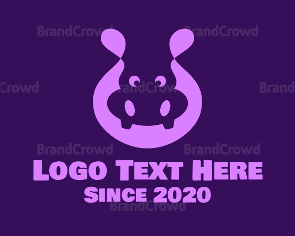 Adorable Purple Hippopotamus Logo