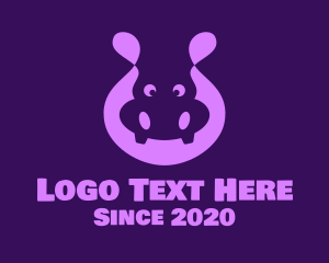 Zoo Animal - Adorable Purple Hippopotamus logo design