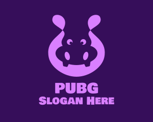 Adorable Purple Hippopotamus Logo