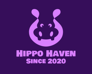 Hippo - Adorable Purple Hippopotamus logo design