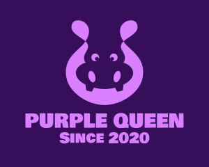 Adorable Purple Hippopotamus logo design