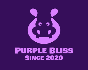 Adorable Purple Hippopotamus logo design