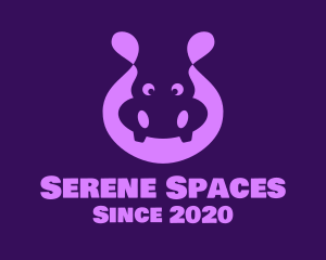 Adorable Purple Hippopotamus logo design