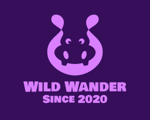 Adorable Purple Hippopotamus logo design