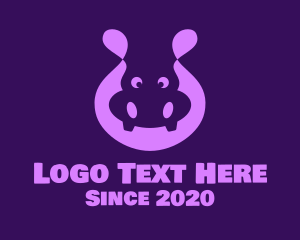 Hippo - Adorable Purple Hippopotamus logo design