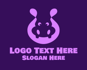 Adorable Purple Hippopotamus Logo