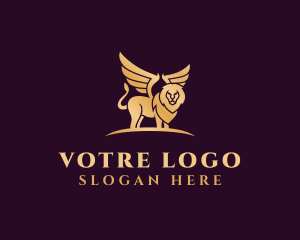 Golden - Mythical Griffin Lion logo design