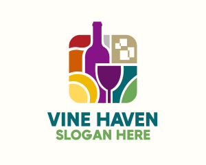 Wine Distillery Mosaic logo design