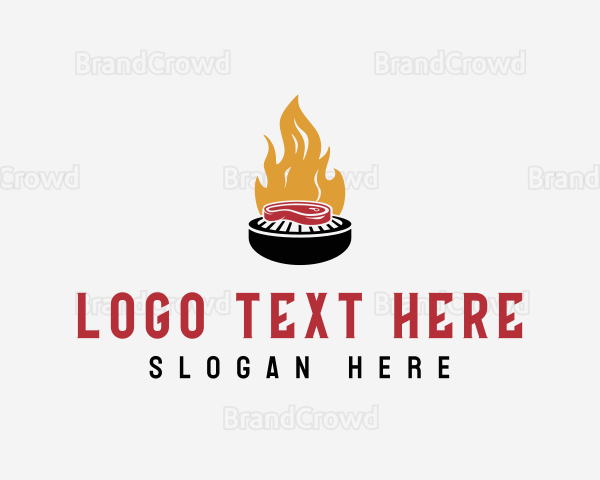 Grill Steak Fire BBQ Logo