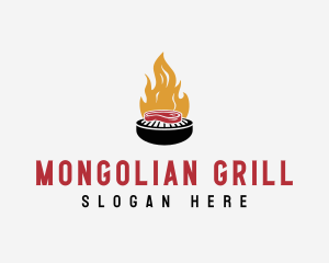 Smoked Grill Steak Fire BBQ logo design