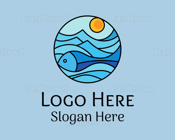 Sun Ocean Fish Logo
