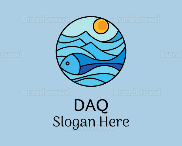 Sun Ocean Fish Logo