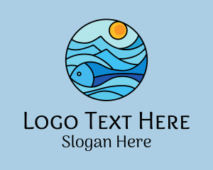 Aquarium - Sun Ocean Fish logo design