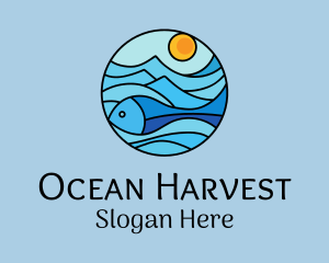 Sun Ocean Fish logo design