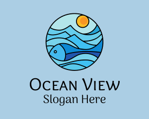 Sun Ocean Fish logo design