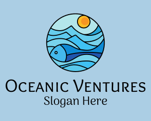 Sun Ocean Fish logo design