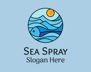 Sun Ocean Fish logo design