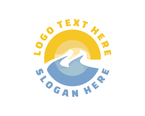 Ocean - Sun Beach Vacation Letter M logo design