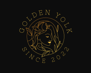 Golden Woman Leaf logo design