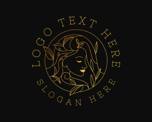 Golden Woman Leaf Logo