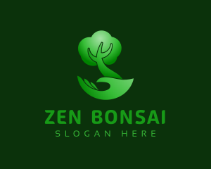 Bonsai - Gradient Nature Tree Hand logo design