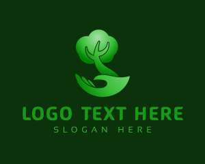 Tree Planting - Gradient Nature Tree Hand logo design