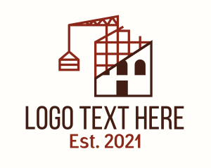 Construction-site - House Construction Line Art logo design
