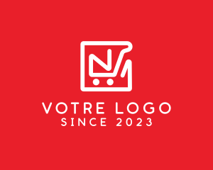Shopping - Shopping Cart Letter N logo design